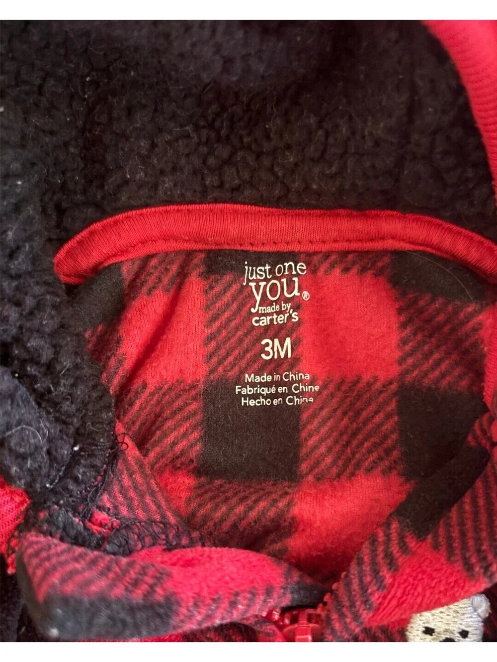 Just One You Carter's Buffalo Plaid Hooded Jumper 3 Months Red Black
